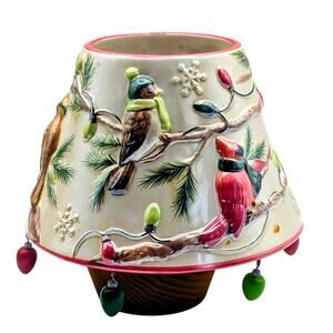 Vtg Yankee Candle Topper Shade Birds Hanging Christmas Lights W/ Bulb Dangles